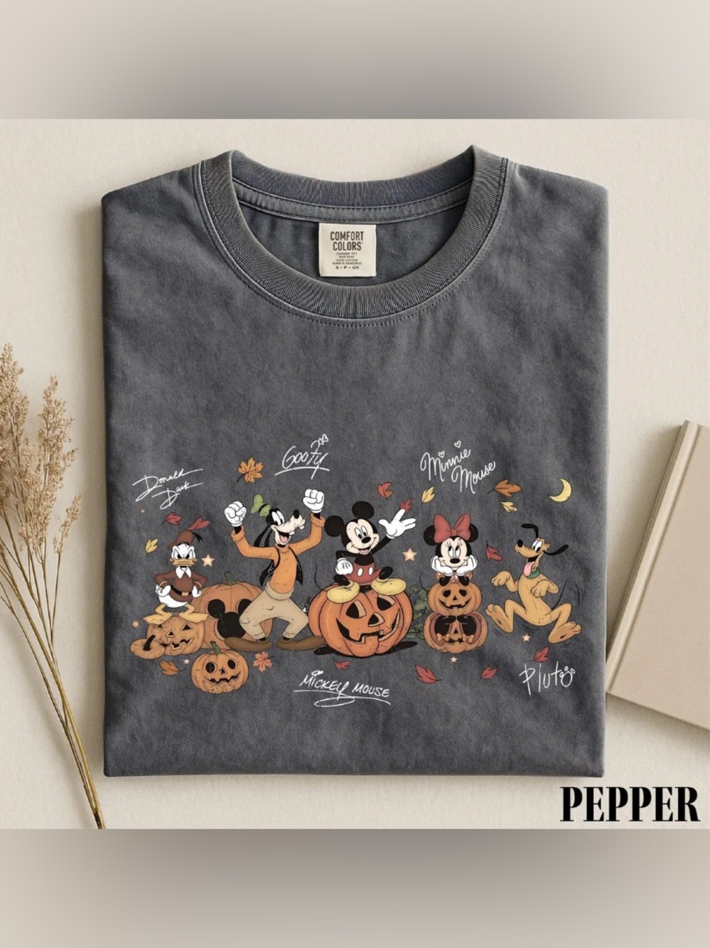 Halloween Friends Cute Pumpkin Cartoon Tee, Fall Spooky Season Comfort Color Tee